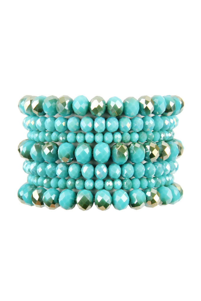 SEVEN LINES GLASS BEADS STRETCH BRACELET