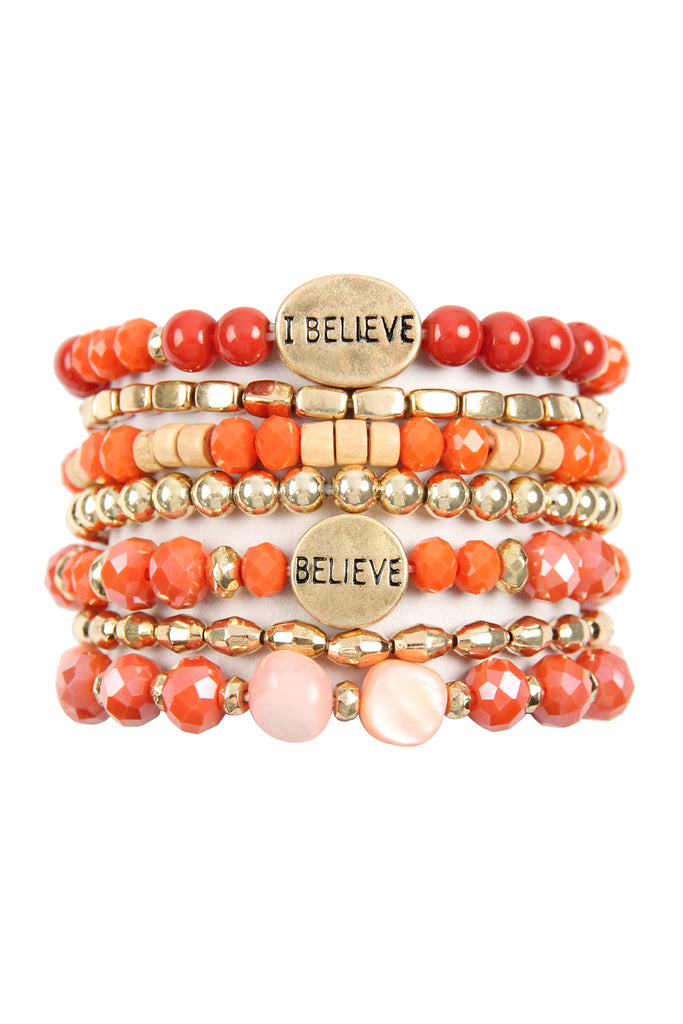 "I BELIEVE" CHARM MIX BEADS BRACELET