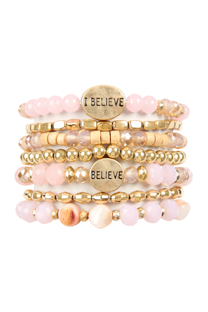 "I BELIEVE" CHARM MIX BEADS BRACELET