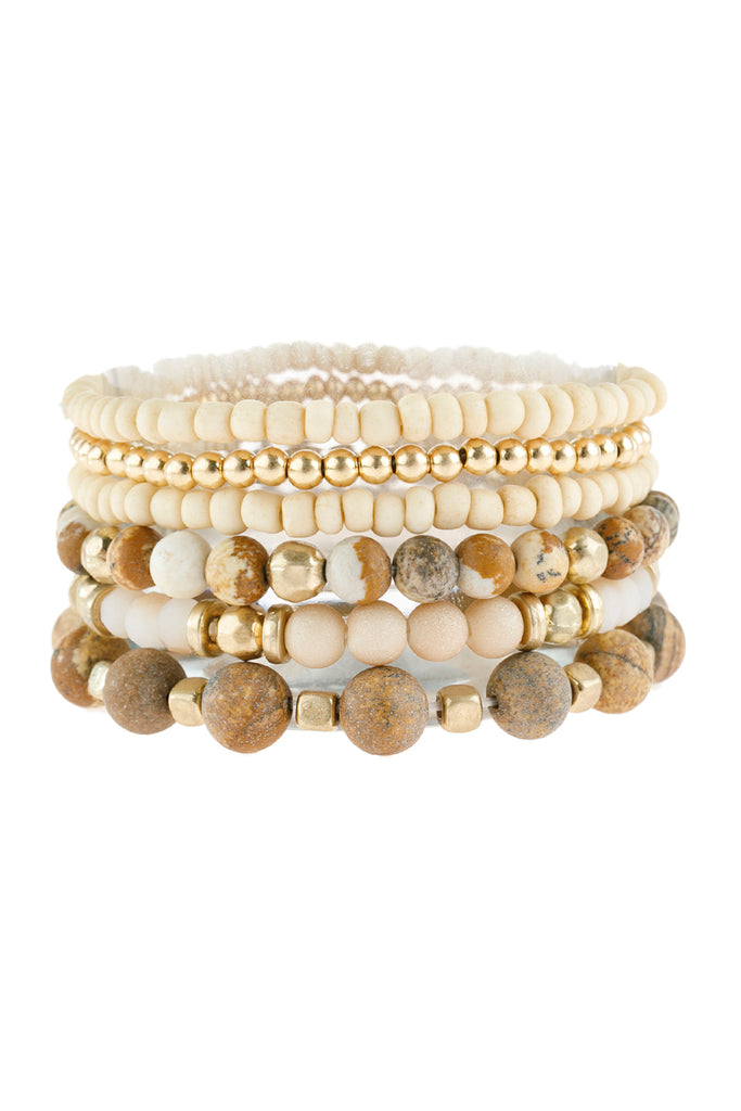 HDB2928 - NATURAL STONE MIXED BEADS CHARM BRACELET