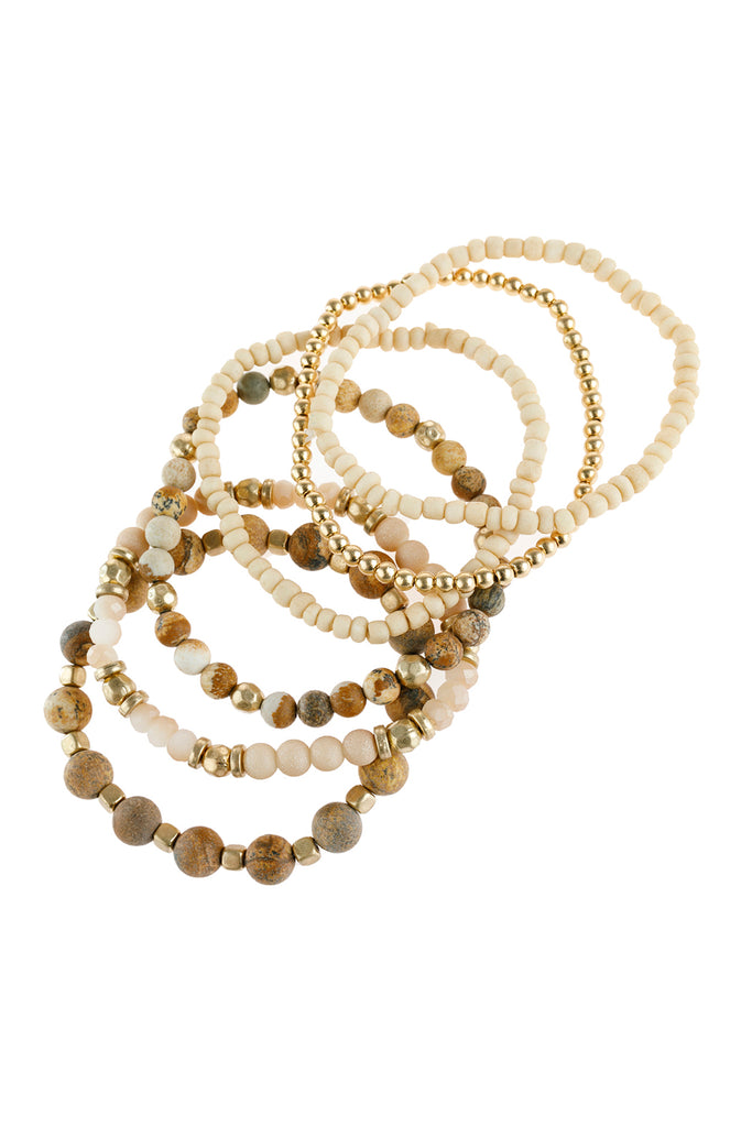 HDB2928 - NATURAL STONE MIXED BEADS CHARM BRACELET