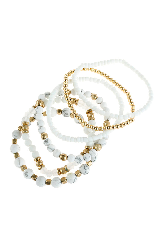 HDB2928 - NATURAL STONE MIXED BEADS CHARM BRACELET