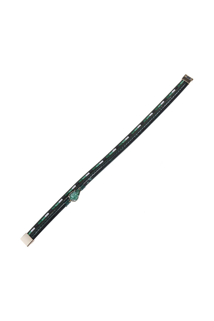 DRUZY STONE LEATHER WRAP MAGNETIC BRACELET