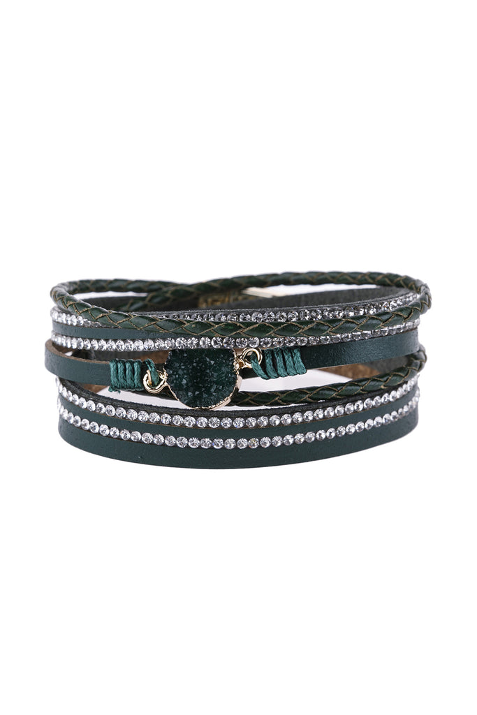 RHINESTONE ENCRUSTED DRUZY WRAP BRACELET