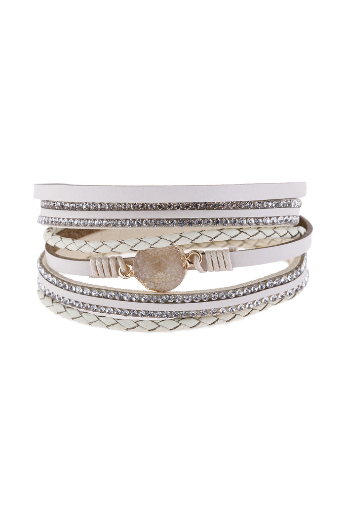 RHINESTONE ENCRUSTED DRUZY WRAP BRACELET