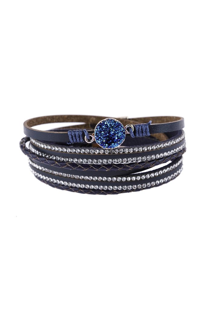 RHINESTONE ENCRUSTED DRUZY WRAP BRACELET
