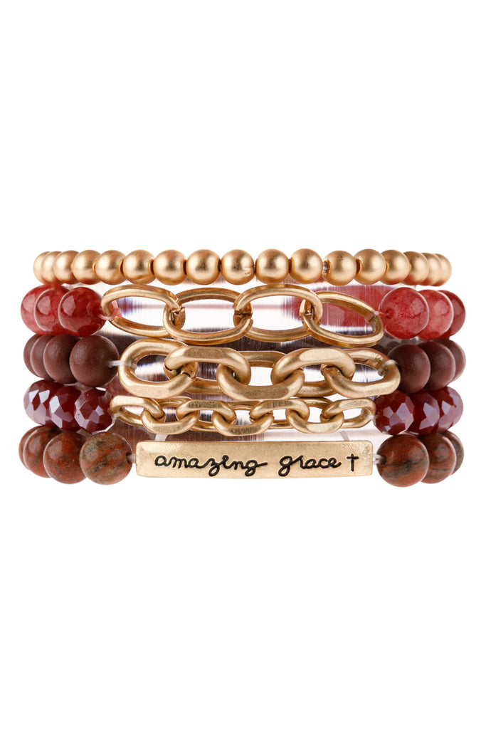 HDB2995 - "AMAZING GRACE" CHARM MULTILINE BEADED BRACELET