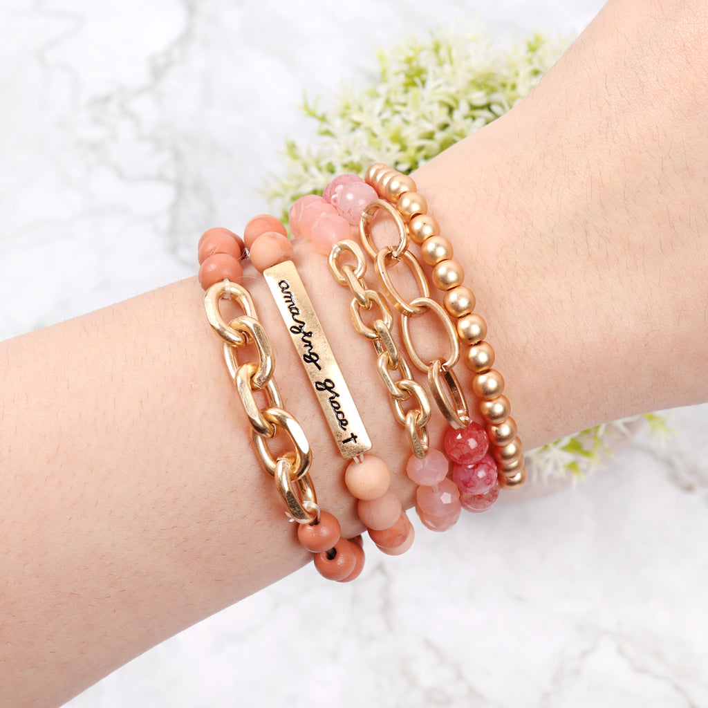 HDB2995 - "AMAZING GRACE" CHARM MULTILINE BEADED BRACELET