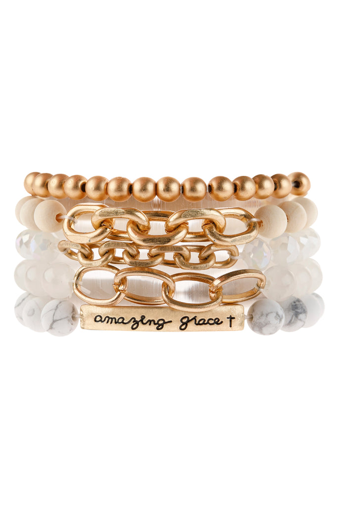 HDB2995 - "AMAZING GRACE" CHARM MULTILINE BEADED BRACELET