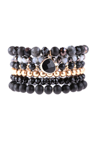 FOUR LINE CRYSTAL BEADS STRETCH BRACELET