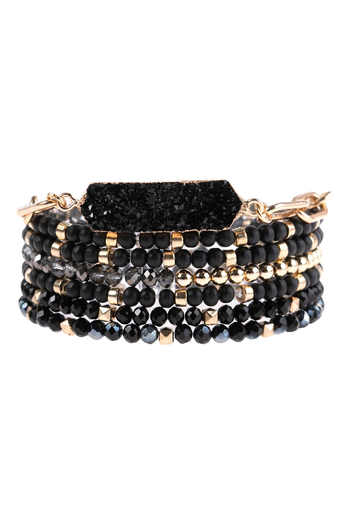 BEADED STONE CHARM BRACELET SET