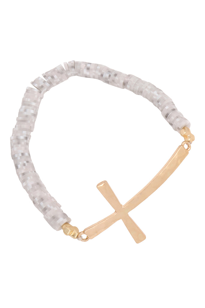 CROSS FIMO CHARM STRECH BRACELET
