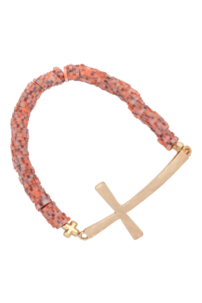 CROSS FIMO CHARM STRECH BRACELET