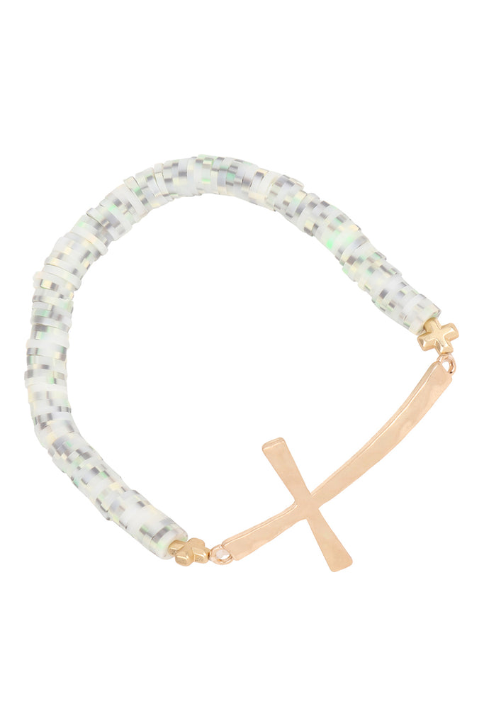 CROSS FIMO CHARM STRECH BRACELET