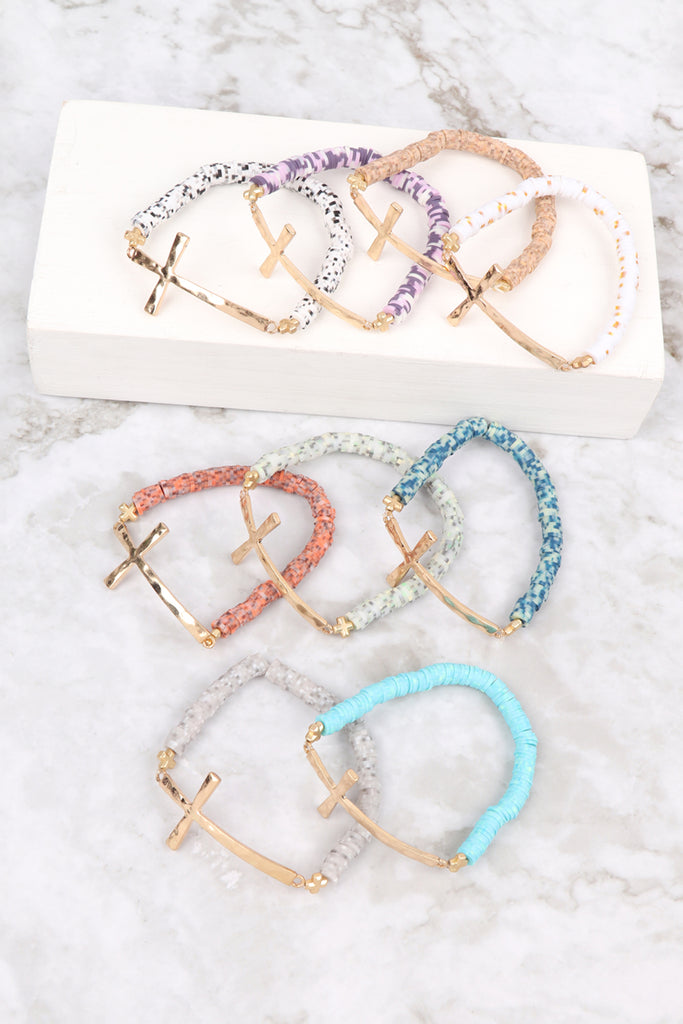 CROSS FIMO CHARM STRECH BRACELET