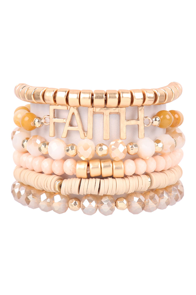 "FAITH" MIXED BEADS CHARM BRACELET