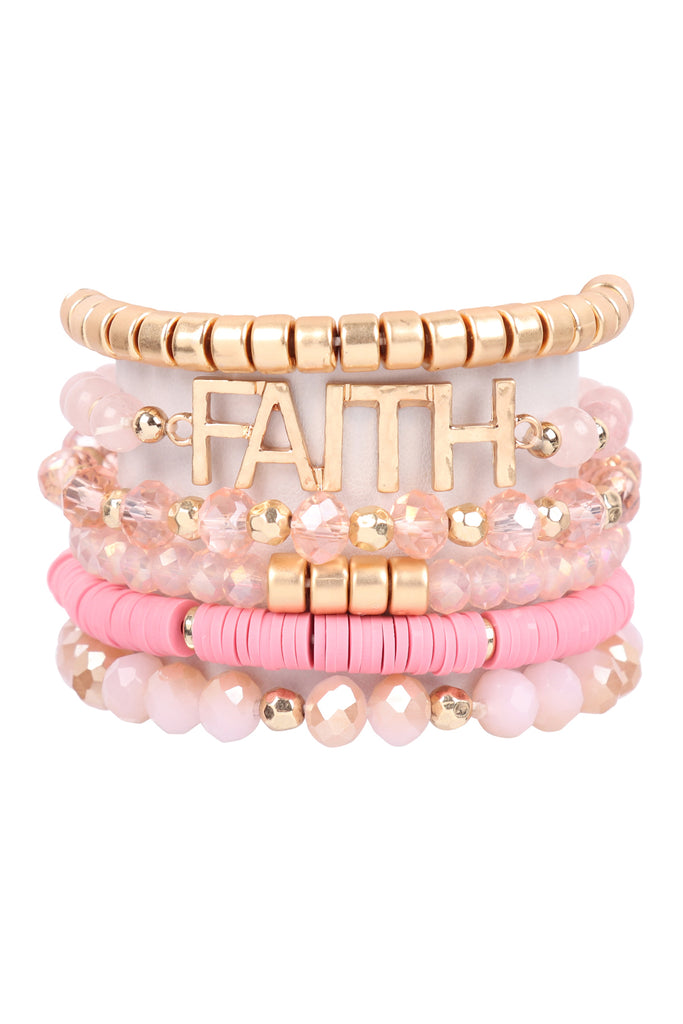 "FAITH" MIXED BEADS CHARM BRACELET