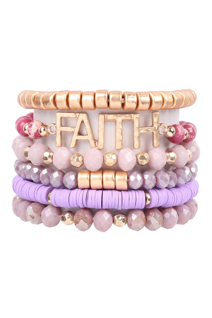 "FAITH" MIXED BEADS CHARM BRACELET