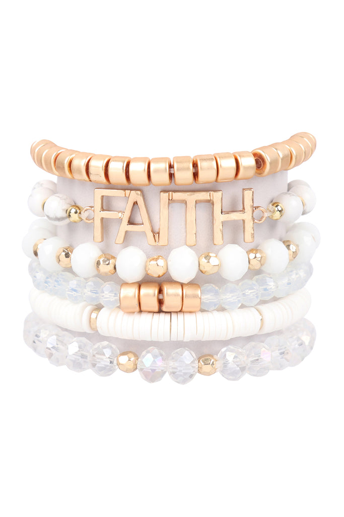 "FAITH" MIXED BEADS CHARM BRACELET