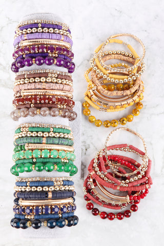 Multiline Fimo Bead Bracelet Set