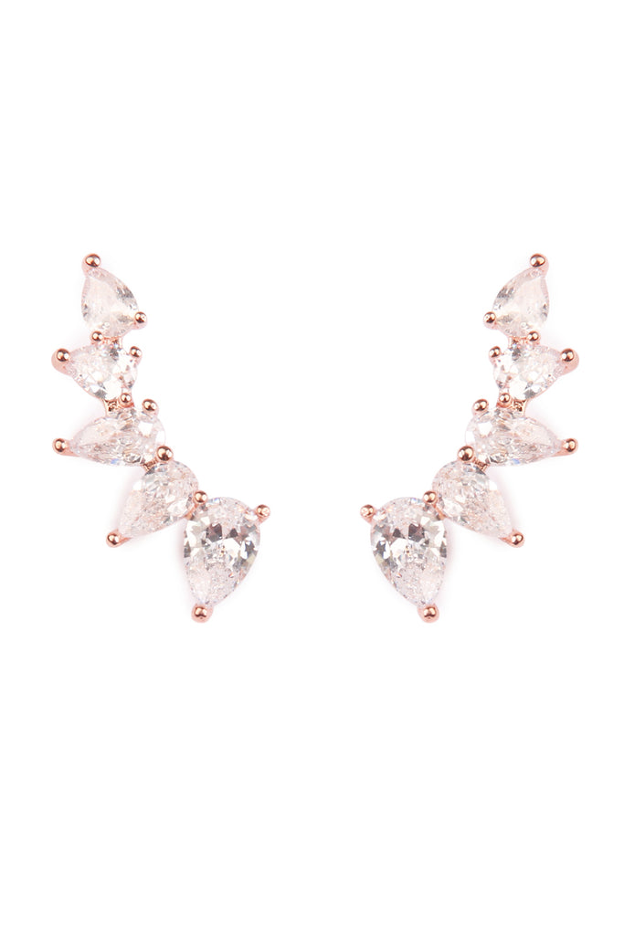 TEARDROP CUBIC ZIRCONIA CRAWLER EARRINGS