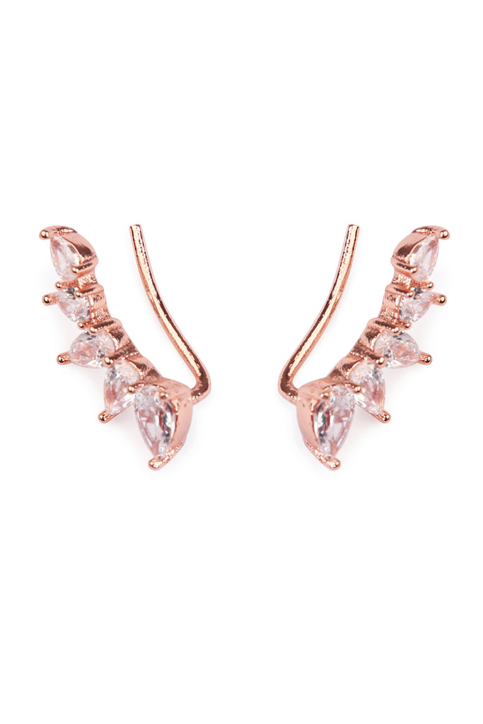 TEARDROP CUBIC ZIRCONIA CRAWLER EARRINGS