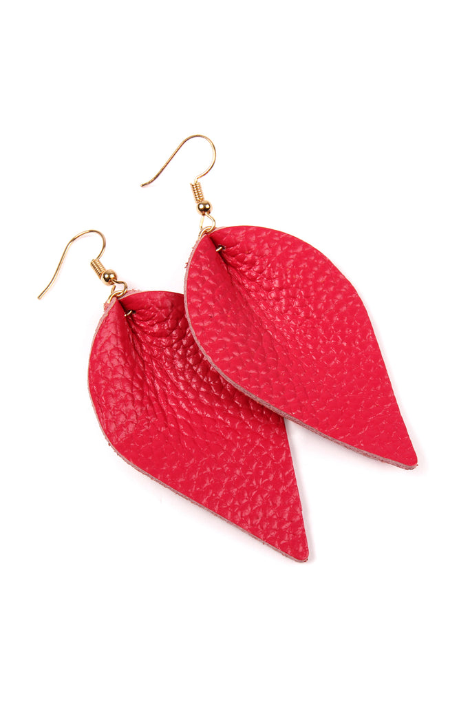 Teardrop Shape Pinched Leather Earrings