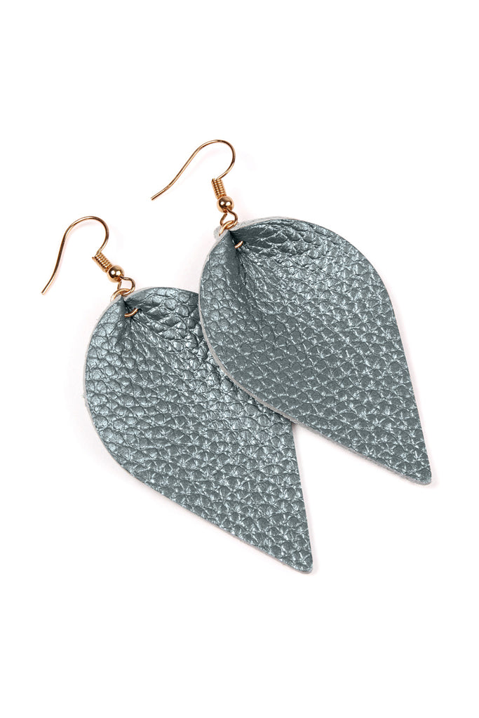 Teardrop Shape Pinched Leather Earrings