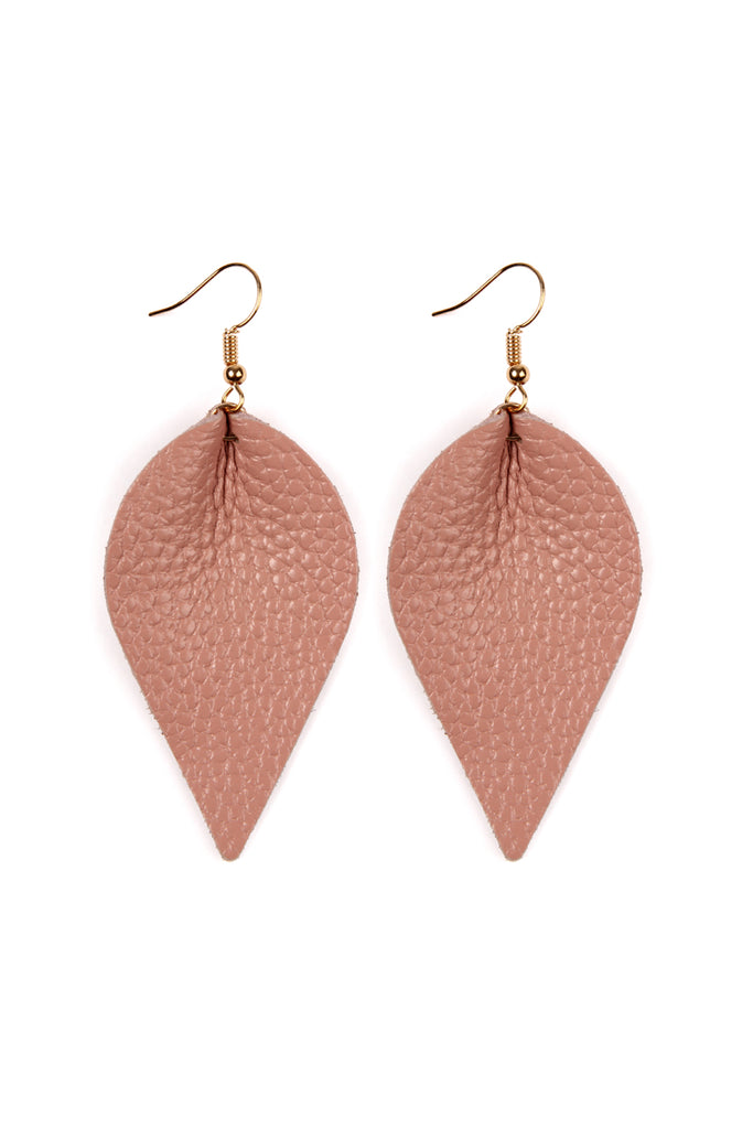 Teardrop Shape Pinched Leather Earrings