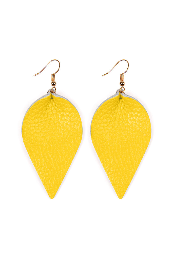 Teardrop Shape Pinched Leather Earrings