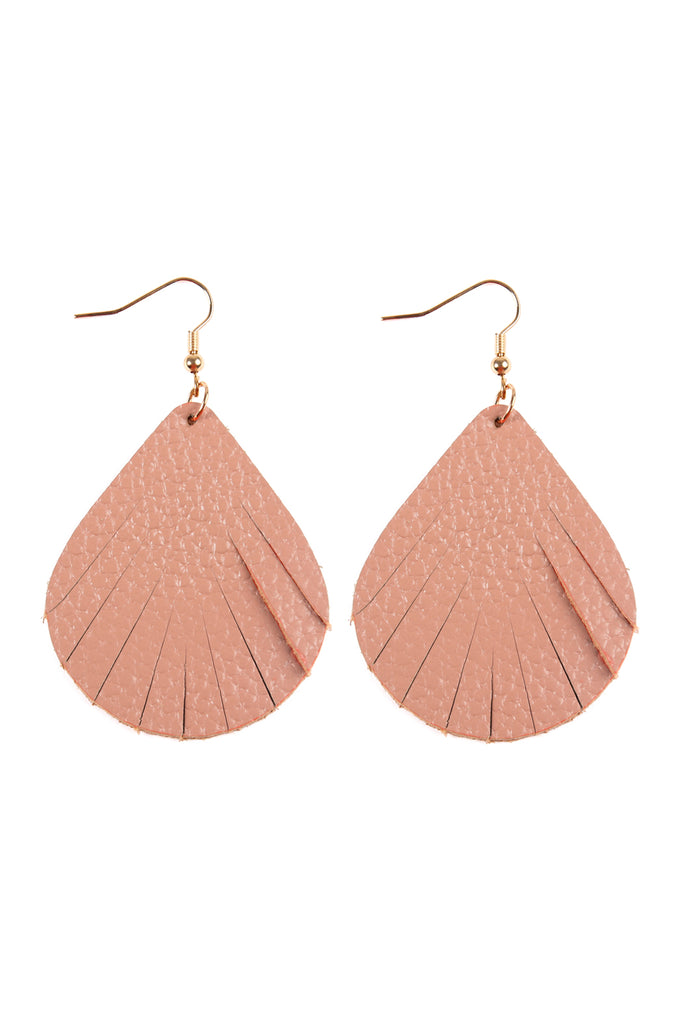 FRINGED PEAR SHAPED LEATHER EARRINGS