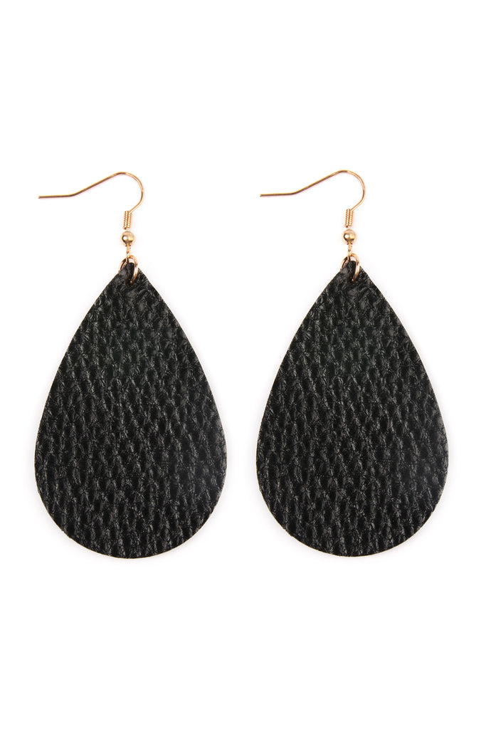 TEARDROP LEATHER EARRINGS