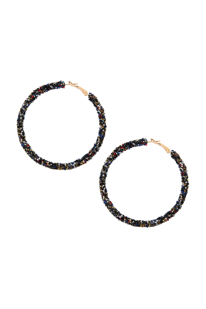 RHINESTONE COATED HOOP EARRINGS