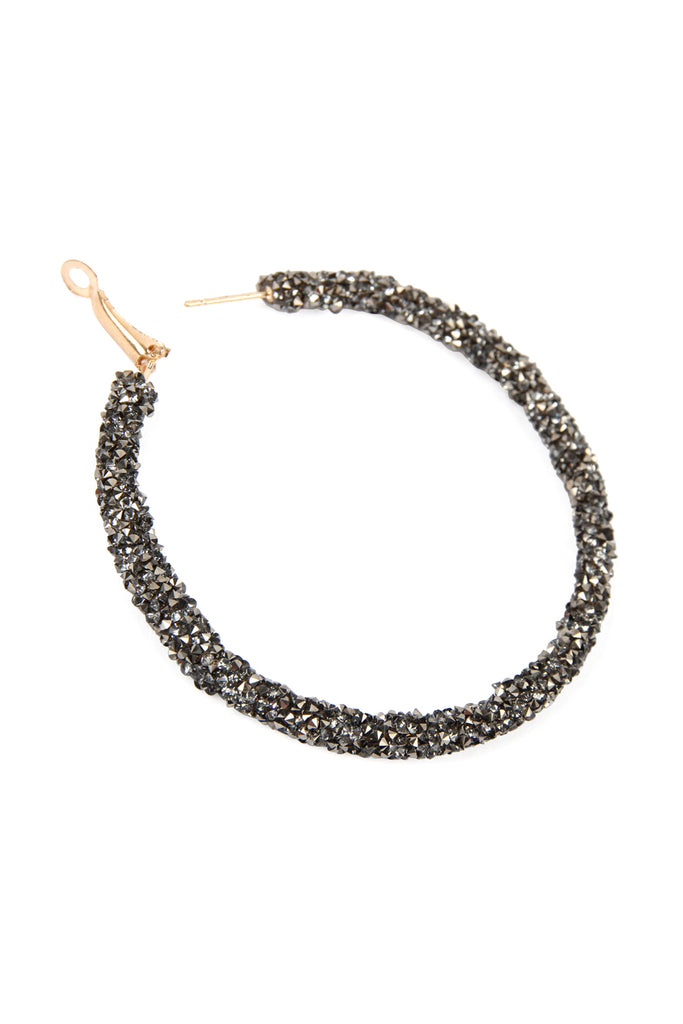 RHINESTONE COATED HOOP EARRINGS