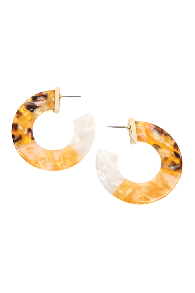 TONE MARBLE ACETATE POST HOOP EARRINGS