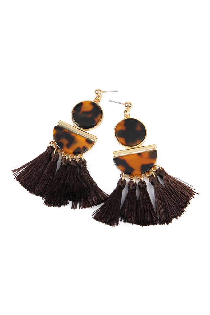 DANGLING RESIN WITH TASSEL EARRINGS