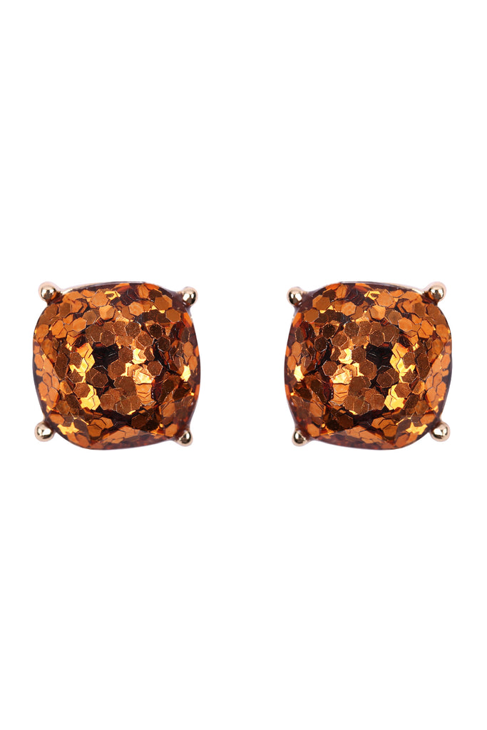 HDE2565 - FACETED GLITTER CUSHION ACRYLIC POST EARRINGS