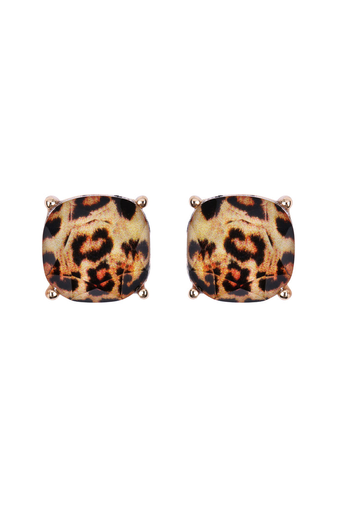 CUSHION GLITTER ACRYLIC POST EARRINGS