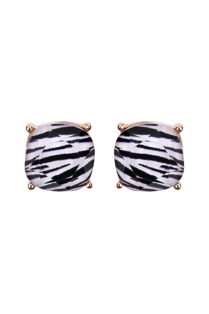 CUSHION GLITTER ACRYLIC POST EARRINGS
