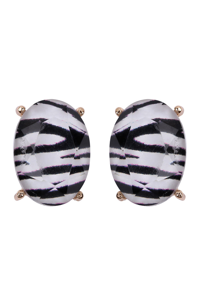 OVAL FACETED ACRYLIC POST EARRINGS