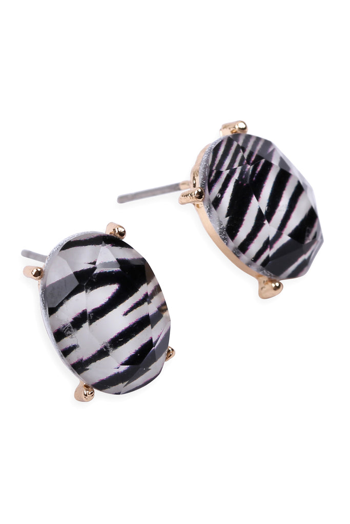OVAL FACETED ACRYLIC POST EARRINGS