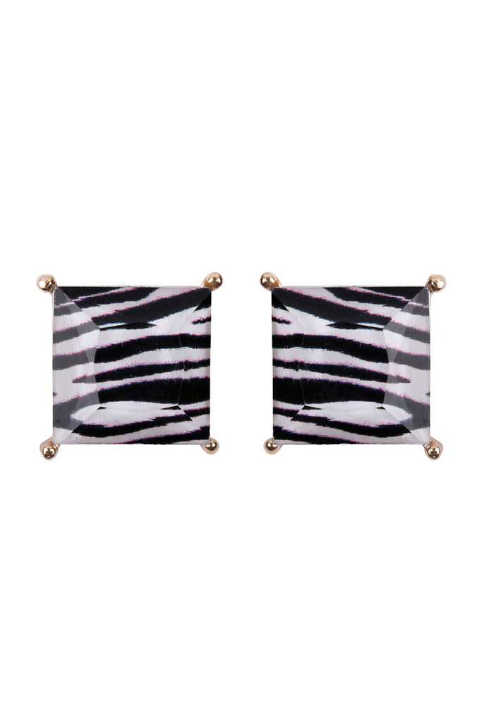 FACETED SQUARE ACRYLIC POST EARRINGS