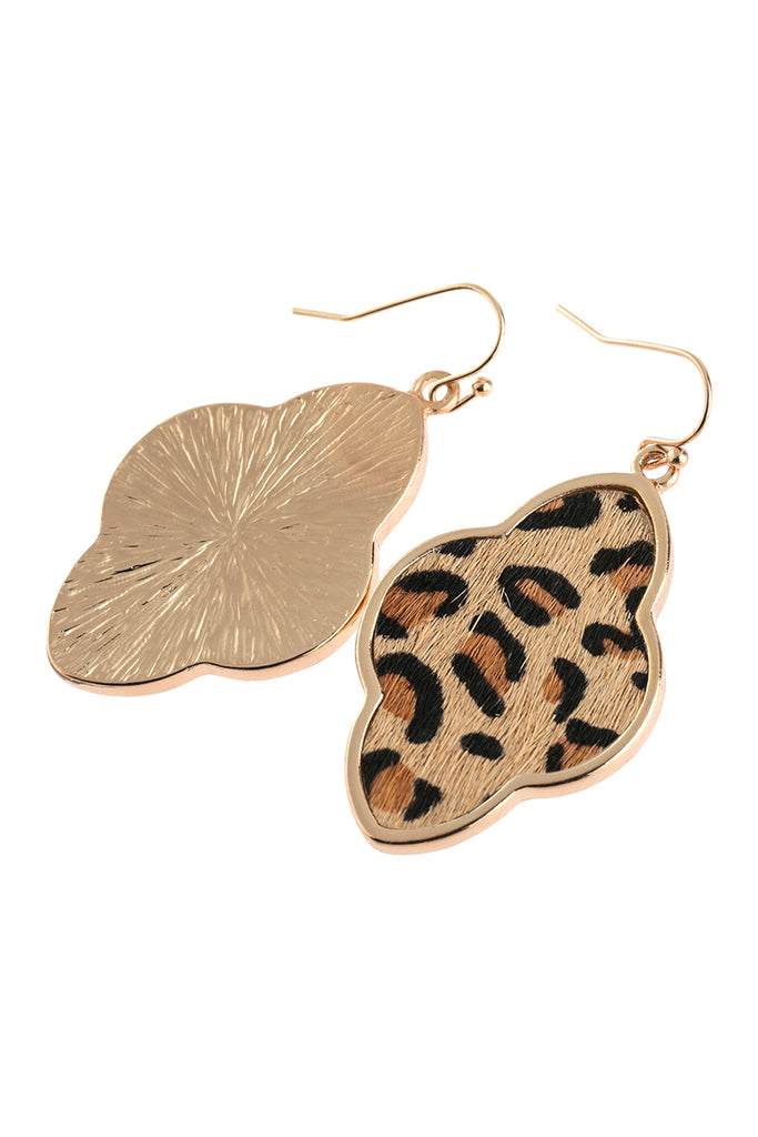 QUATREFOIL FACETED LEOPARD DROP EARRING - Riah Fashion