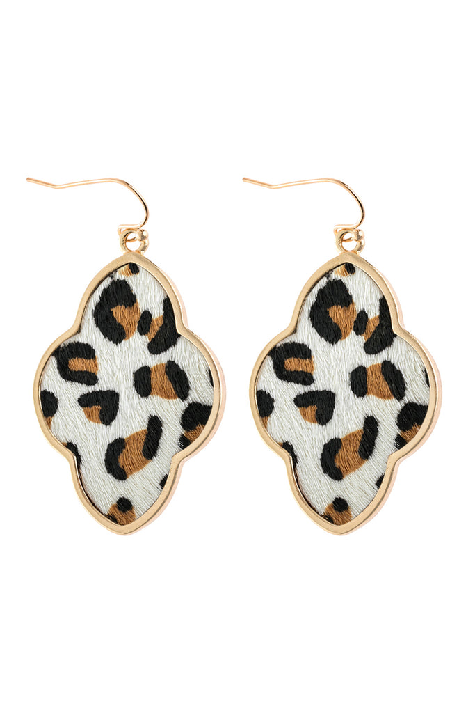 QUATREFOIL FACETED LEOPARD DROP EARRING - Riah Fashion