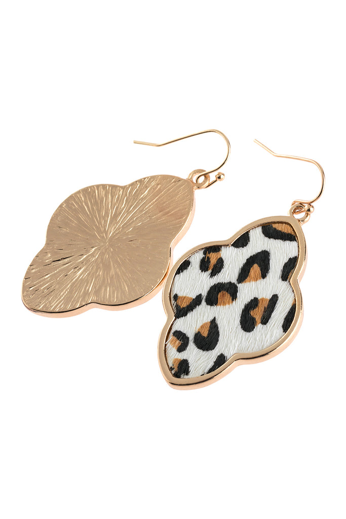 QUATREFOIL FACETED LEOPARD DROP EARRING - Riah Fashion
