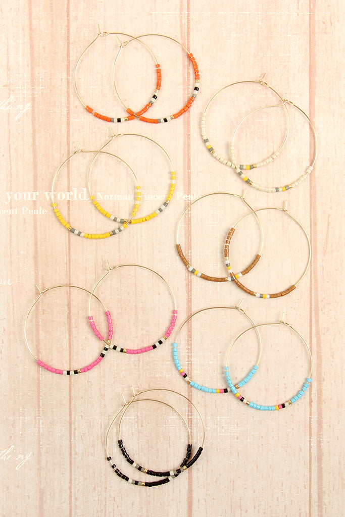 SEED BEADED HOOP EARRINGS