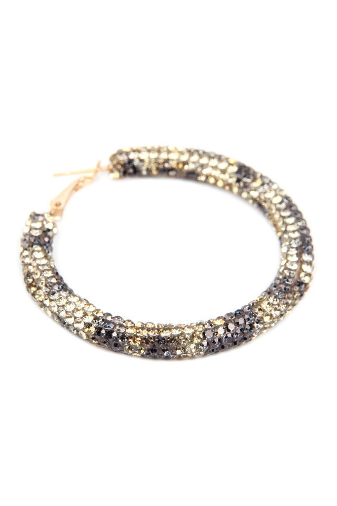 RHINESTONE COATED HOOP EARRINGS