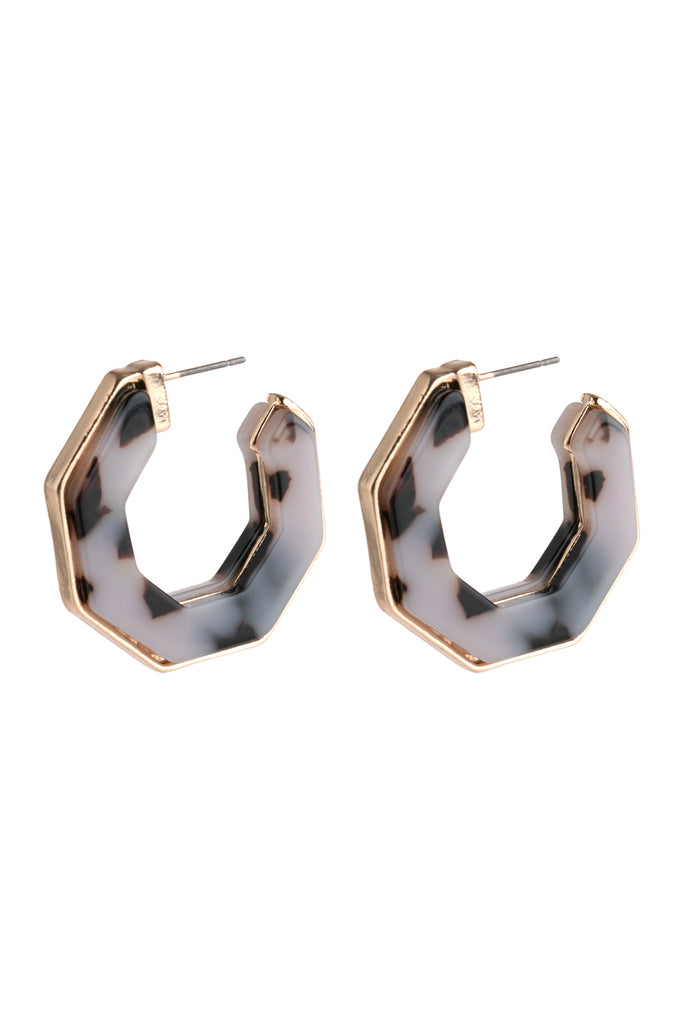 OPEN POLYGON FACETED ACETATE EARRINGS