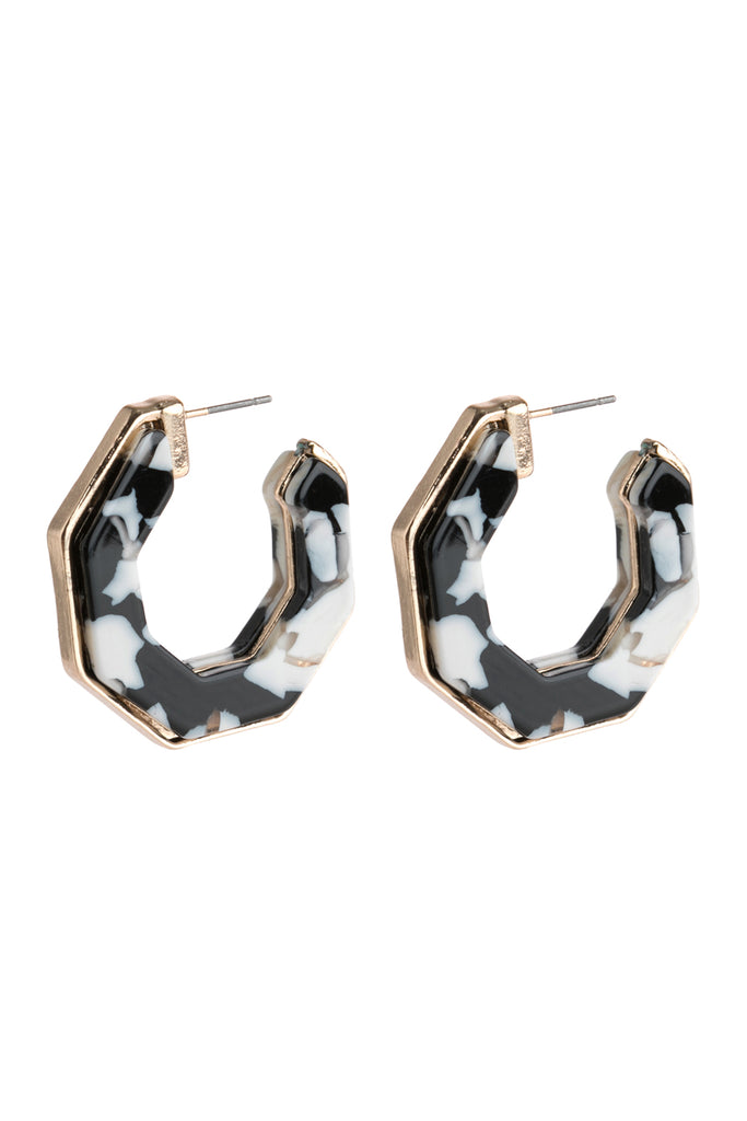 OPEN POLYGON FACETED ACETATE EARRINGS