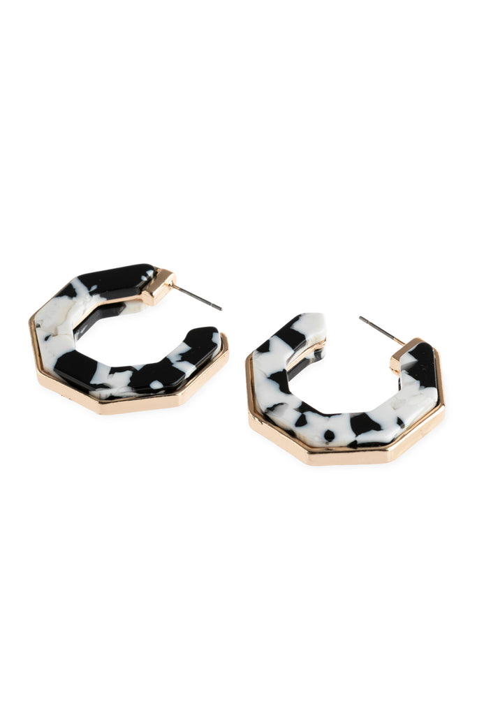 OPEN POLYGON FACETED ACETATE EARRINGS